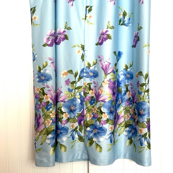 Vintage Nightgown Blue Purple Floral House Dress Zip Up Pom Pom Grandma XXl - Picture 4 of 10